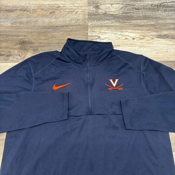 Nike Dri Fit‎ Virginia Cavaliers Coach Blue Mens 2XL Quarter Zip Pullover Jacket - Picture 1 of 9